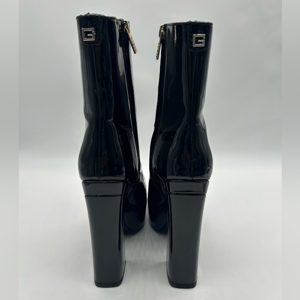 Guess BYRA Women’s Platform Block Heel Ankle Boots Black Patent, Size 10 NWB - Picture 8 of 12